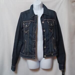 GUESS Jeans Stretch Denim Jacket Dark Wash. Size M